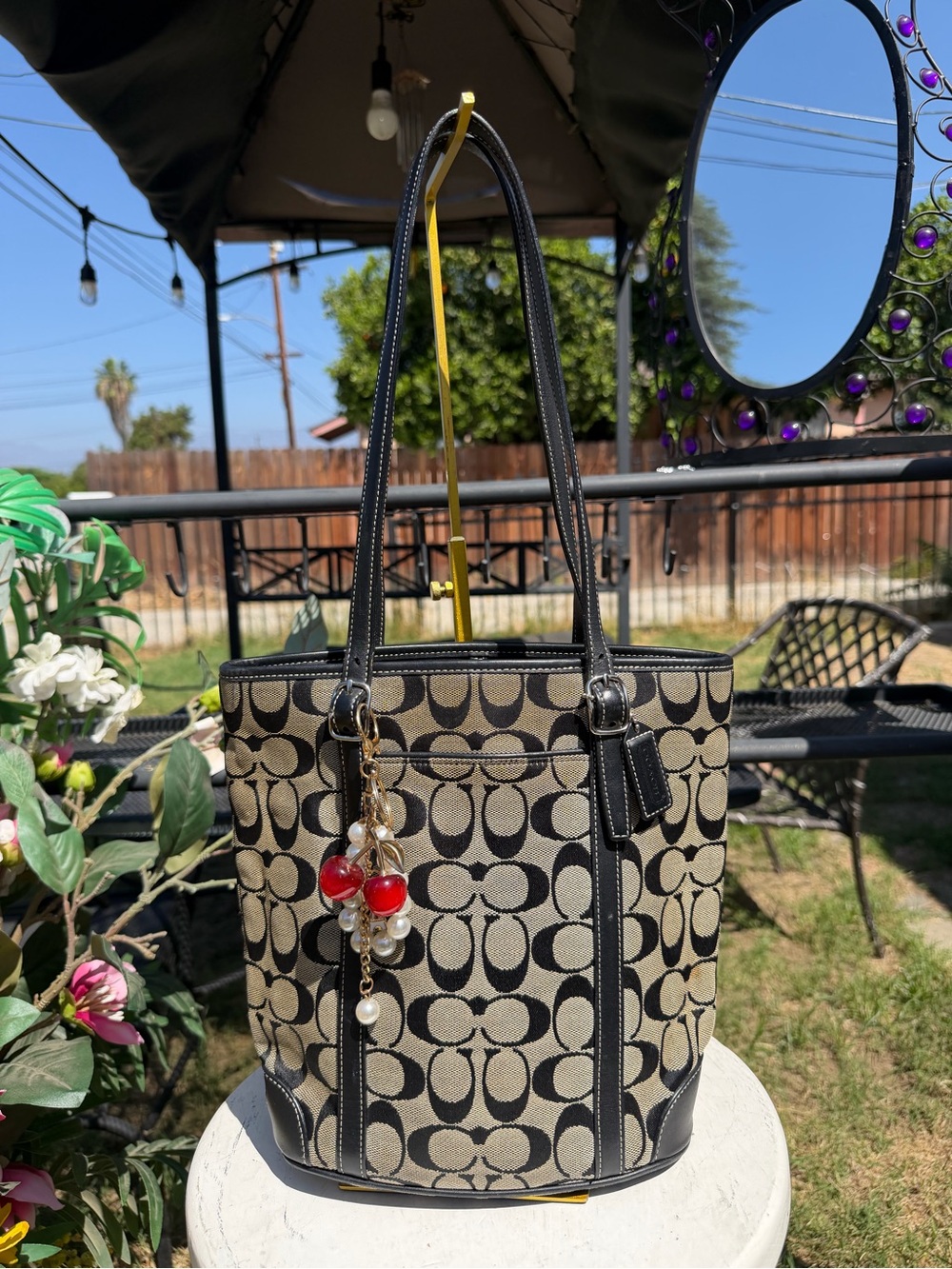 Vintaje y2k coach hamptons signature canvas bucket tote bag